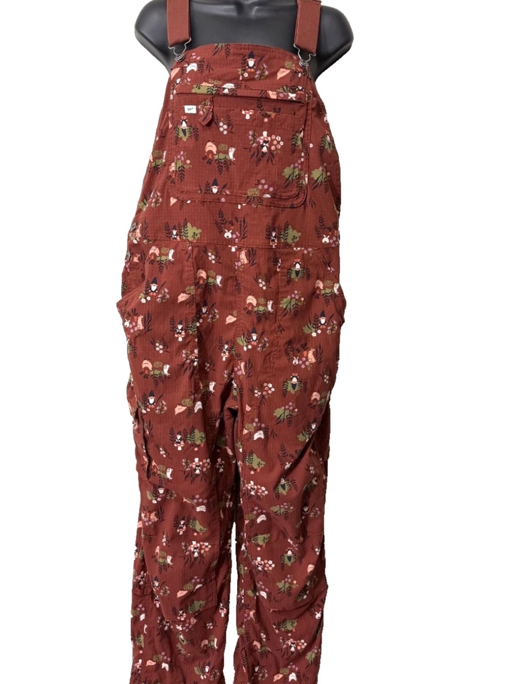 Duluth Women's Rust Floral Garden Overalls Jumpsuit